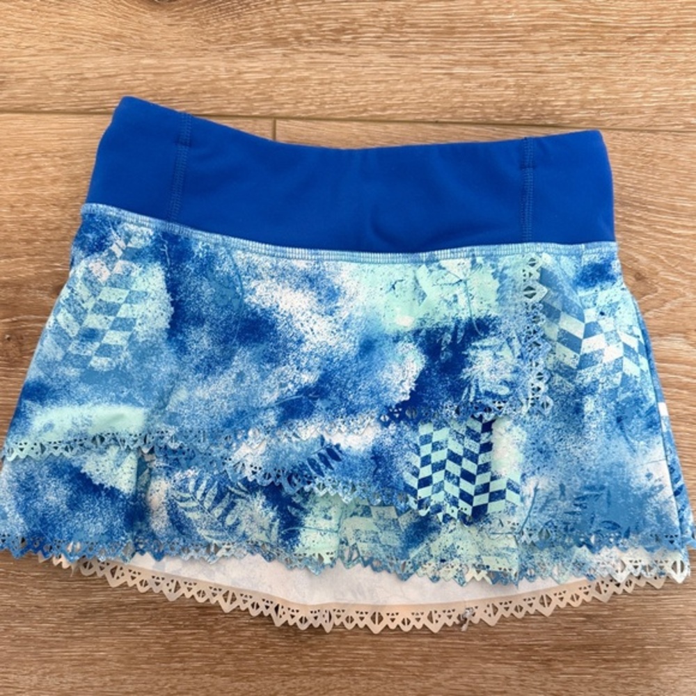 Ivivva by Lululemon Girls Athletic Skort Blue White Tide‎ Impression Sz 7